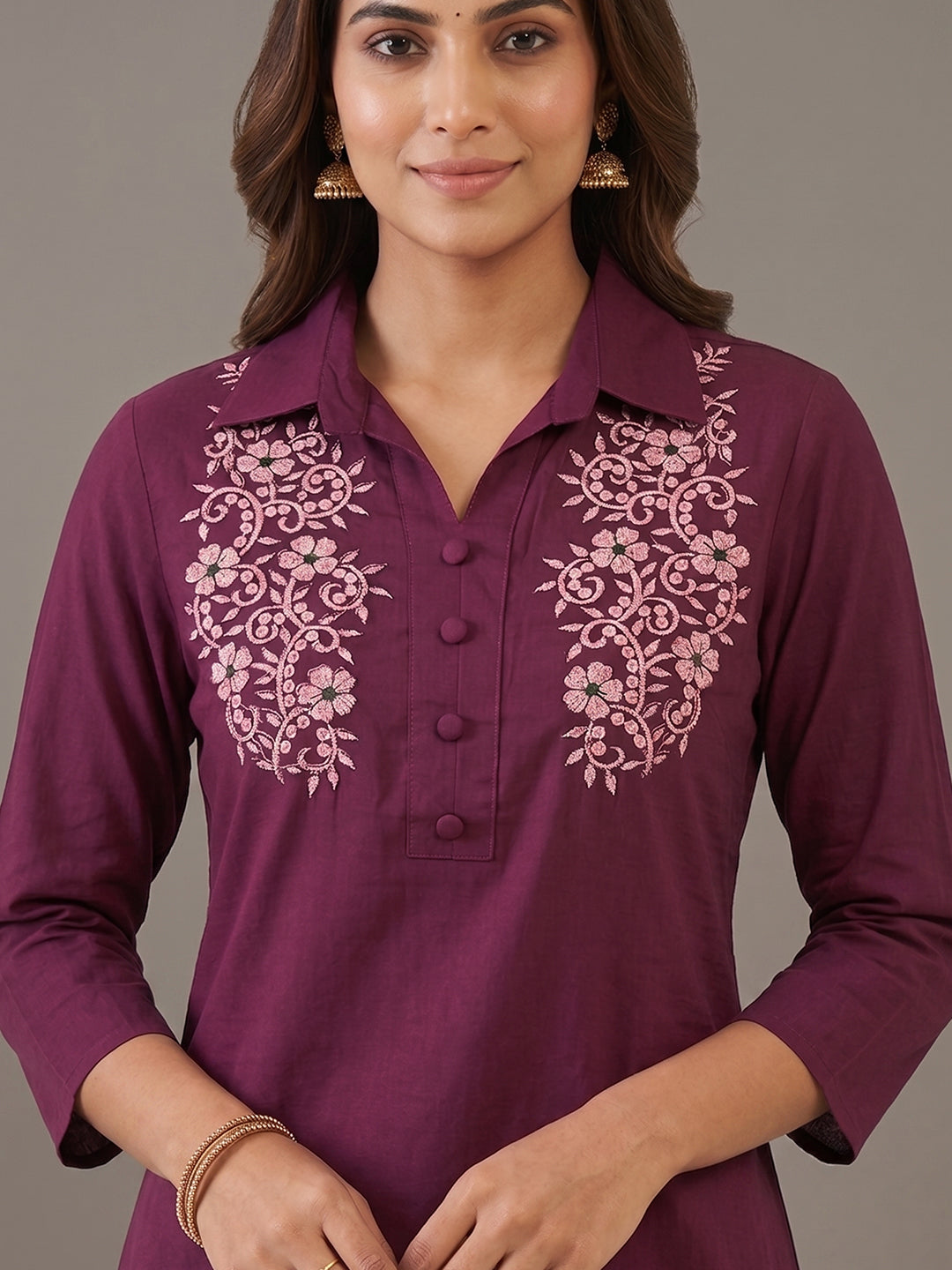 Cotton Kurti - Wine