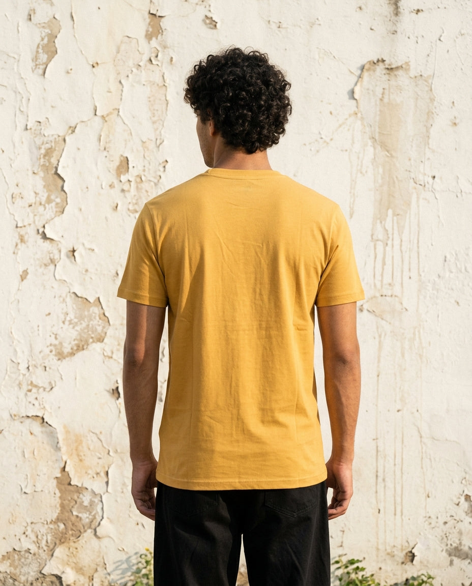 Cool Bee Essential Cotton Crew Neck T-Shirt Yellow for Men - Lifestyle View