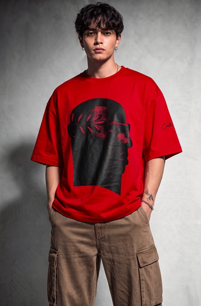 Cool Bee NeoClassic Graphic Tee Red for Men - Red Oversized Graphic Tee Streetwear India