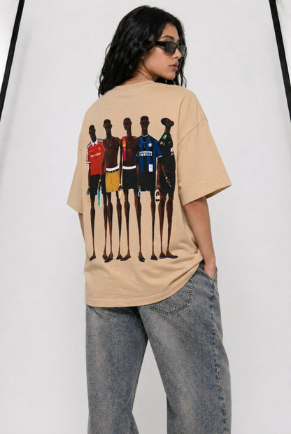 Cool Bee Matchday Abstract Tee Beige for Women - Oversized Graphic Tee Streetwear India - Lifestyle View