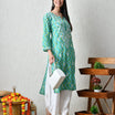 Seafoam Zig-Zag Chikankari Kurta Set