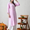 Blush Pink Diamond-Pattern Chikankari Kurta Set