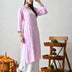 Blush Pink Diamond-Pattern Chikankari Kurta Set