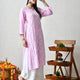 Blush Pink Diamond-Pattern Chikankari Kurta Set