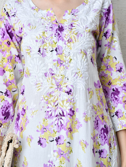 Dusky Rose Geometric Chikankari Kurta Set