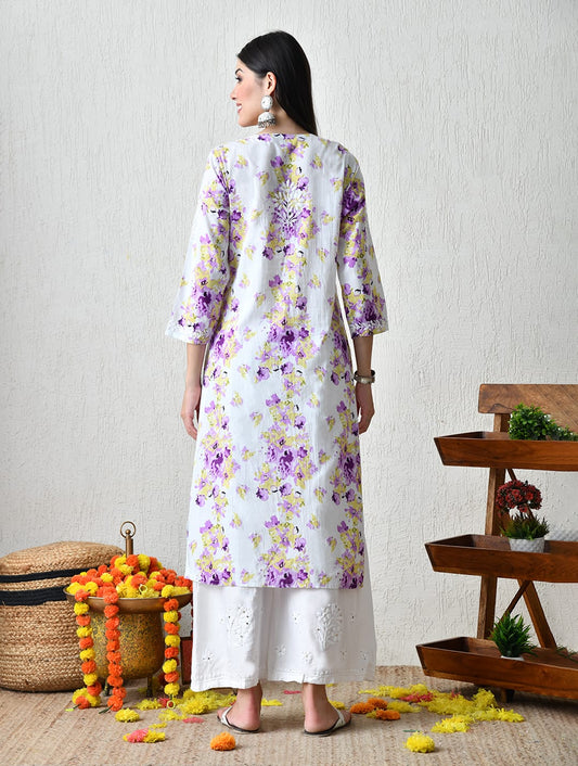 Dusky Rose Geometric Chikankari Kurta Set
