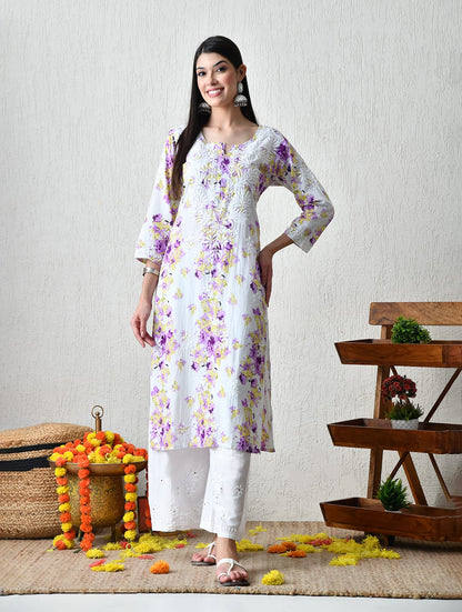 Dusky Rose Geometric Chikankari Kurta Set
