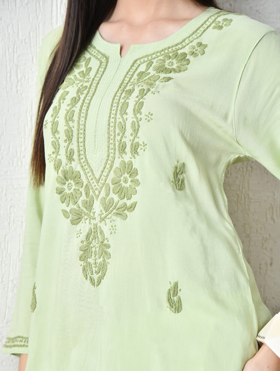 Midnight Green & Ochre Zig-Zag Chikankari Kurta Set