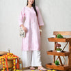 Blush Blossom Hand-Embroidered Chikankari Kurta Set