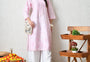 Blush Blossom Hand-Embroidered Chikankari Kurta Set
