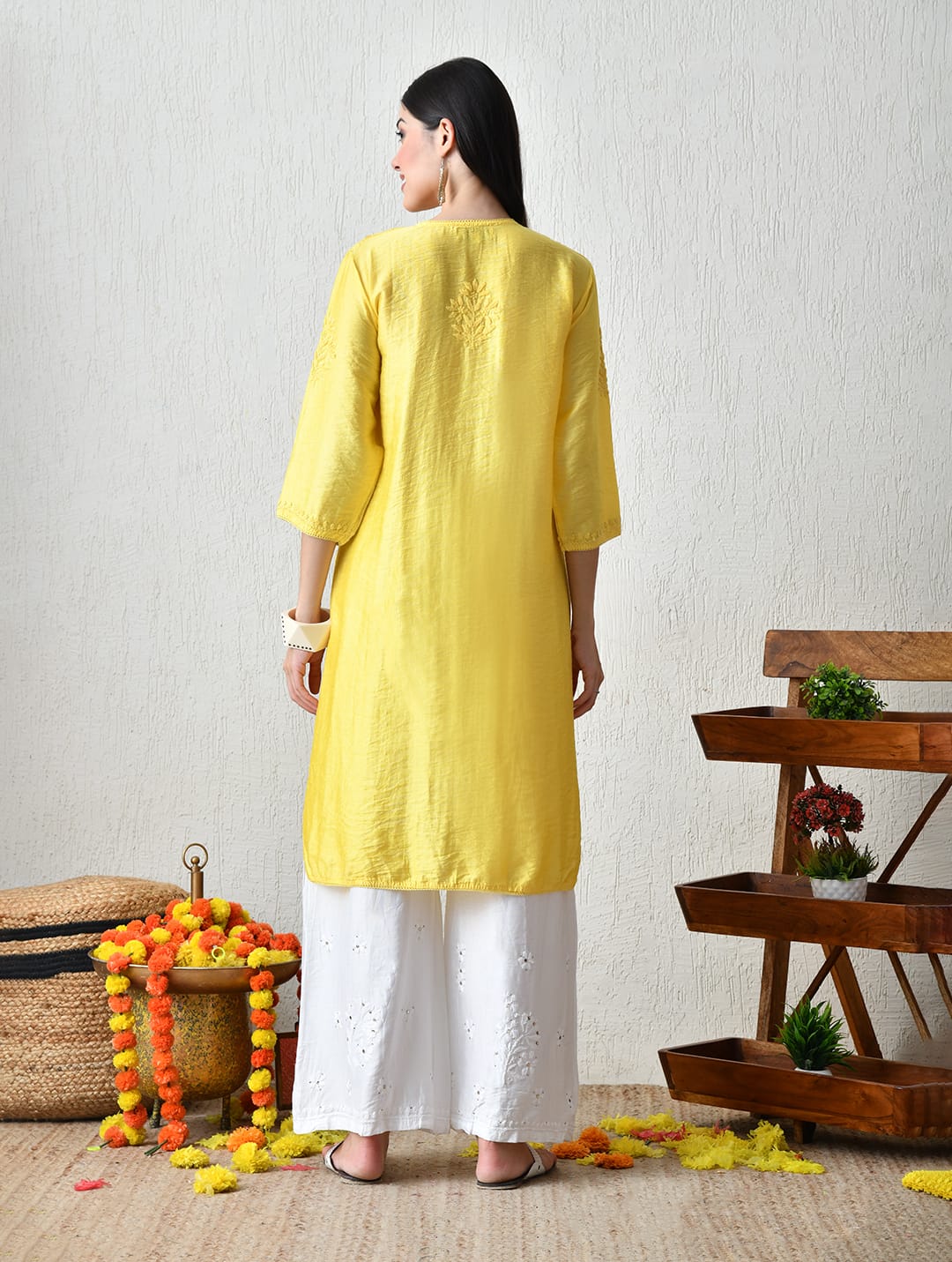 Sun-Kissed Ivory Hand-Embroidered Chikankari Kurta