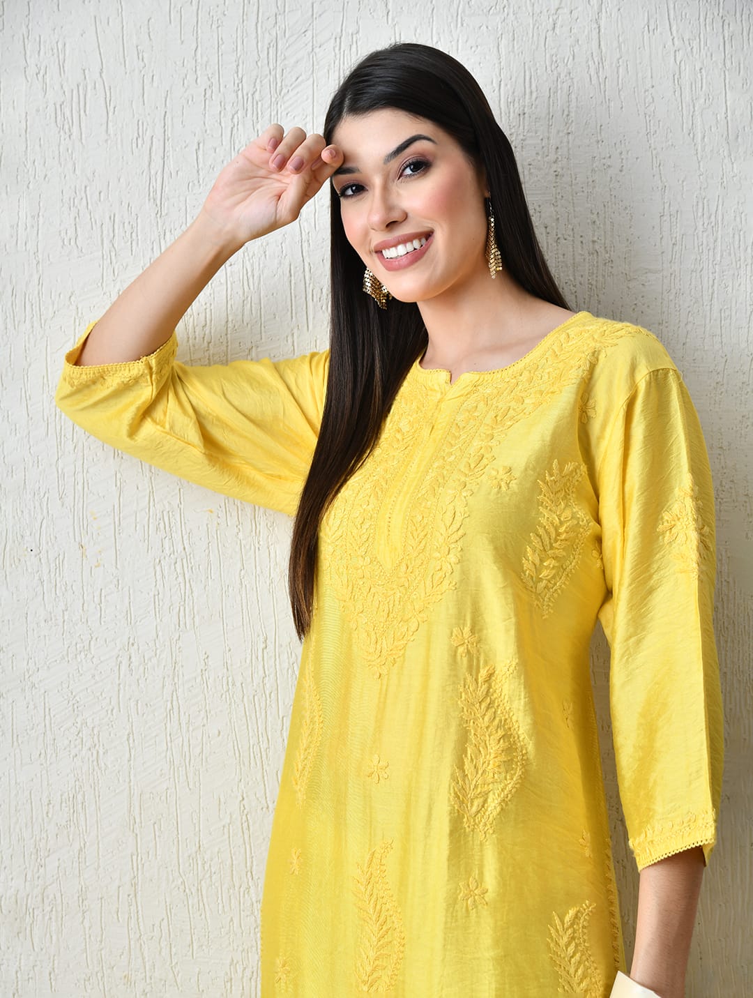 Sun-Kissed Ivory Hand-Embroidered Chikankari Kurta