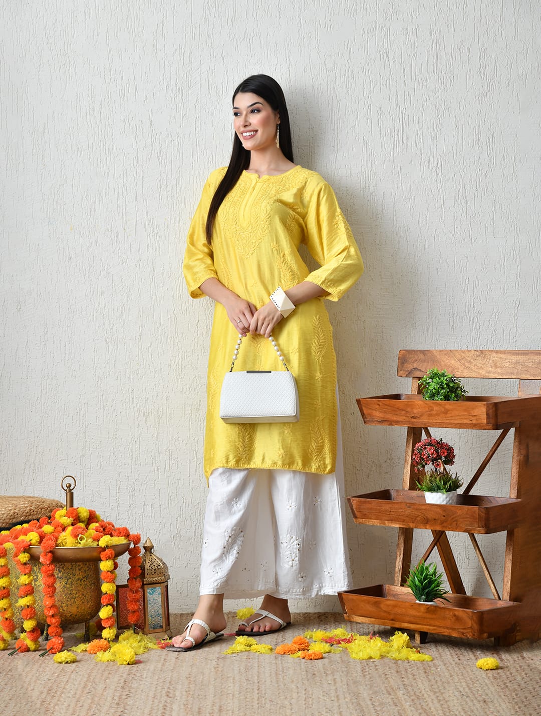 Sun-Kissed Ivory Hand-Embroidered Chikankari Kurta