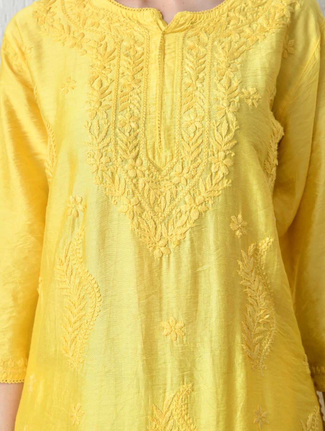 Sun-Kissed Ivory Hand-Embroidered Chikankari Kurta