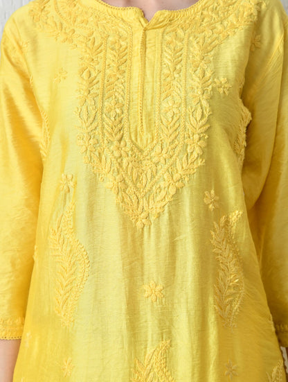 Sun-Kissed Ivory Hand-Embroidered Chikankari Kurta