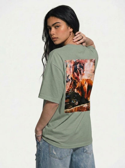 Cool Bee Midnight Muse Tee Green for Women - Green Oversized Graphic Tee Streetwear India