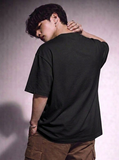 Cool Bee Canvas Chords Tee Black for Men - Black Oversized Graphic Tee Streetwear India - Lifestyle View