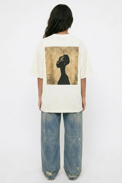 Cool Bee Silent Muse Tee White for Women - Oversized Graphic Tee Streetwear India - Detail View