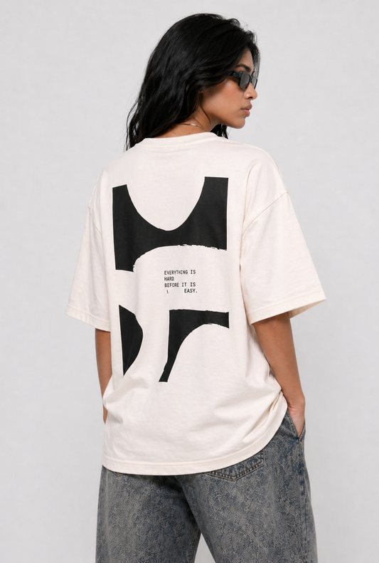Cool Bee Perspective Graphic Tee White for Women - White Oversized Graphic Tee Streetwear India