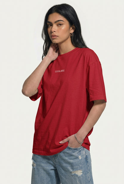 Cool Bee Orbital Drift Tee Red for Women - Oversized Graphic Tee Streetwear India - Lifestyle View