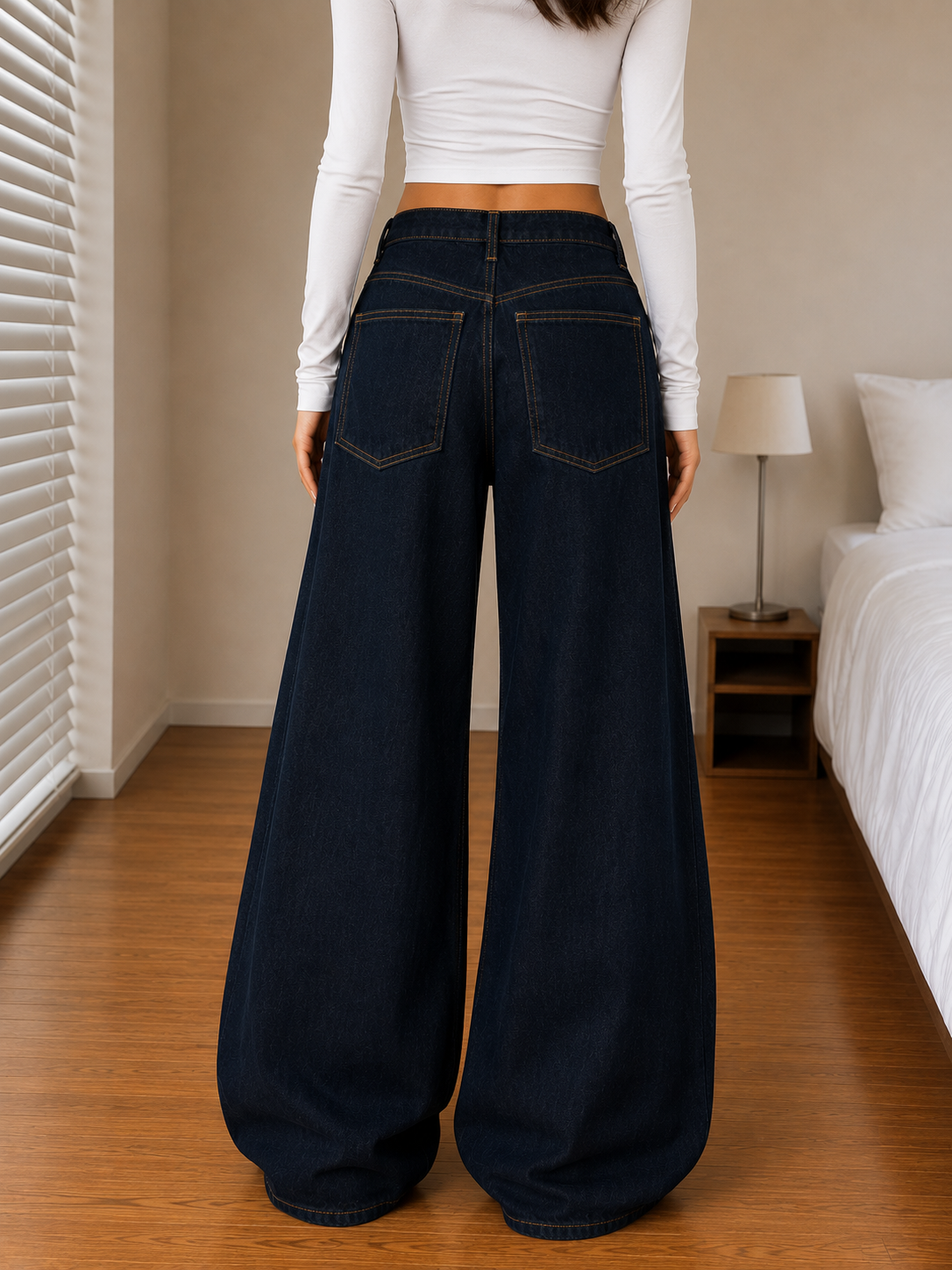 Frost Blue Wide-Leg Jeans – Coolbee Store, photo 3 of 7