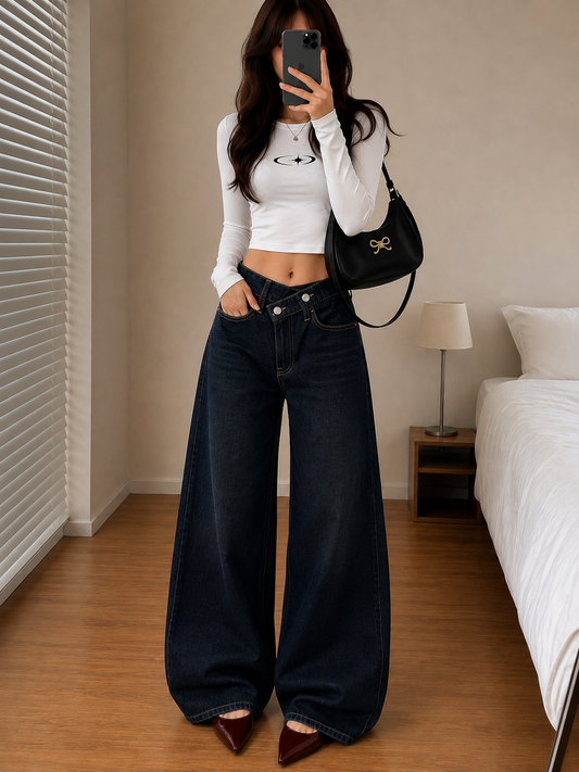 Frost Blue Wide-Leg Jeans – Coolbee Store, photo 1 of 7