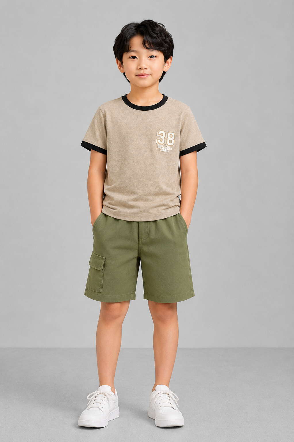 Coolbee Store Kids Boys T-Shirt - Beige (KBSSTR22) – front view
