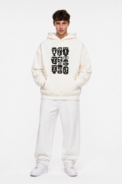 Mono Faces Hoodie White