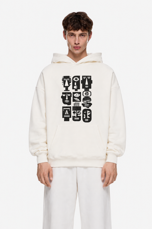 Mono Faces Hoodie White