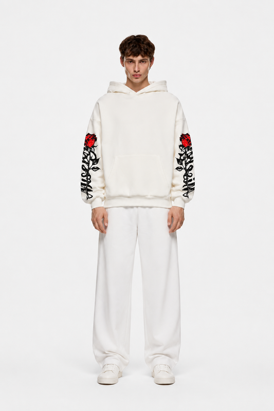 Red Thorn Hoodie White – Coolbee Store oversized hoodie, photo 2 of 5