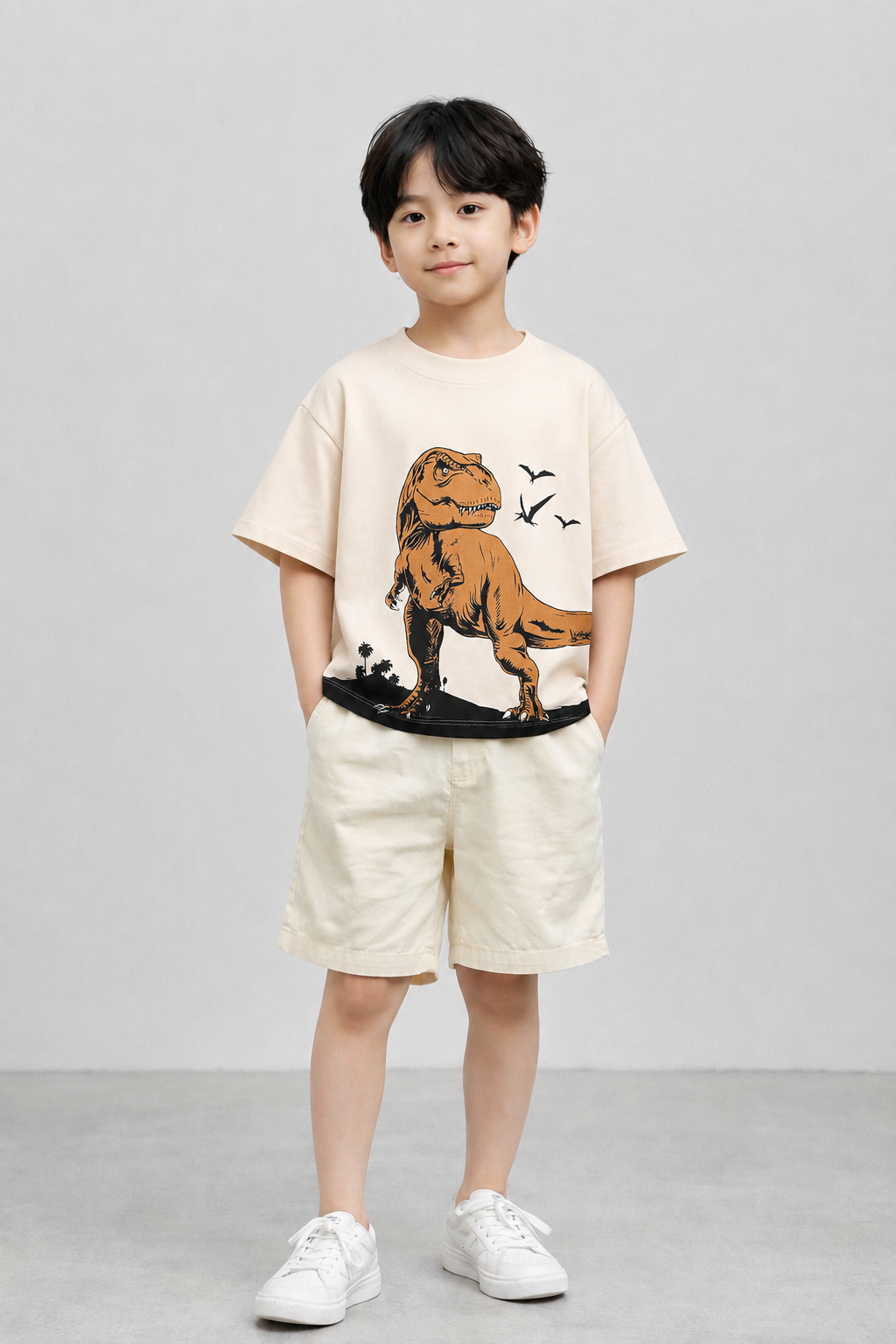 Coolbee Store Kids Boys T-Shirt - Beige (KBSS25TR453) – front view