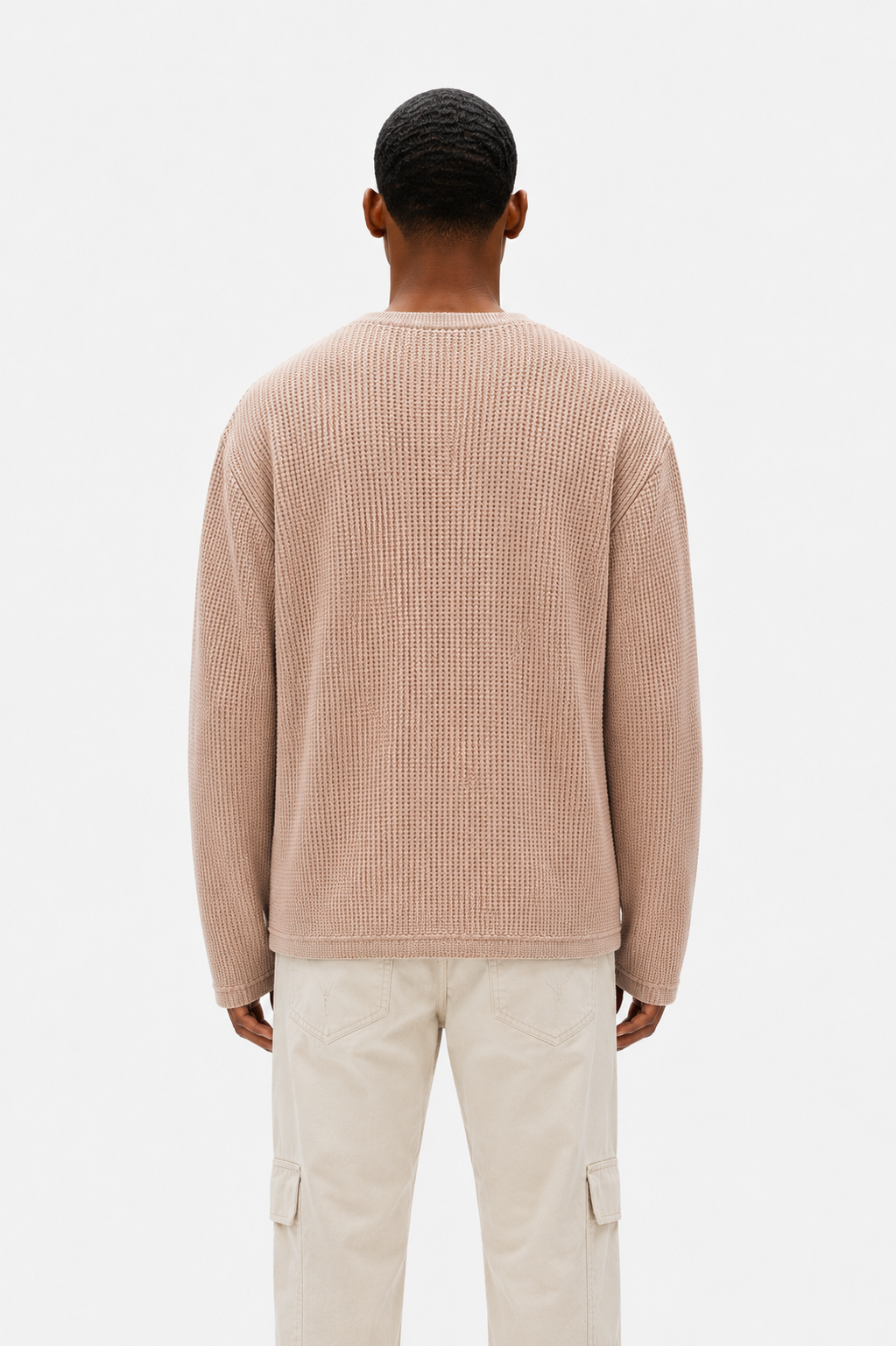 Coolbee Store Sacred Chaos Waffle Tee Beige – close-up fabric detail