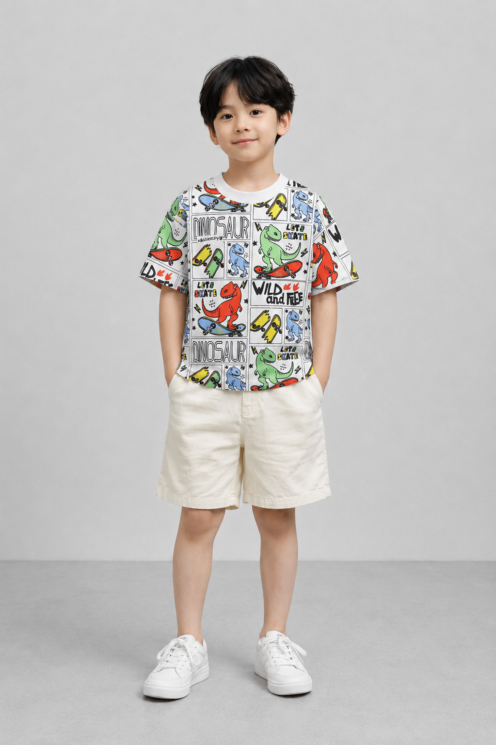 Coolbee Store Kids Boys T-Shirt - White (KBSS25CS485) – front view