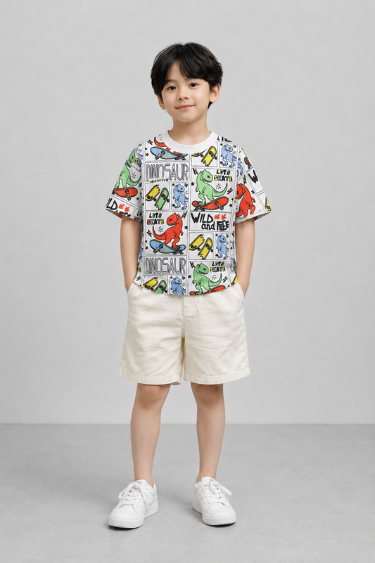 Kids Boys T-Shirt - White (KBSS25CS485)