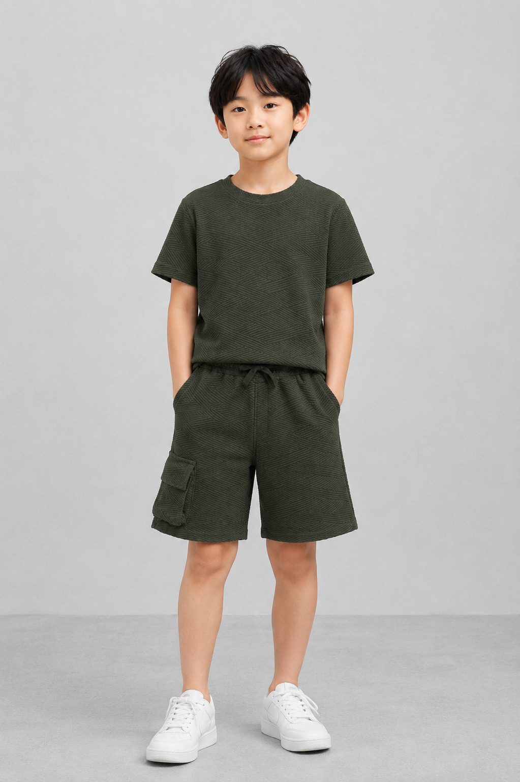 Coolbee Store Kids Boys Clothing Set - Olive (KBSSCS401) – front view