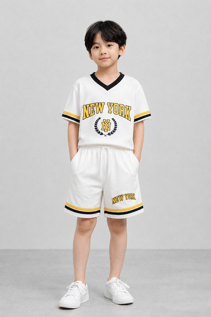 Coolbee Store Kids Boys Clothing Set - Off White (KBSSCS2) – front view