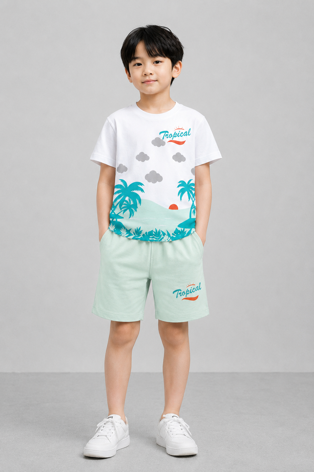 Coolbee Store Kids Boys Clothing Set - White (CS003) – front view