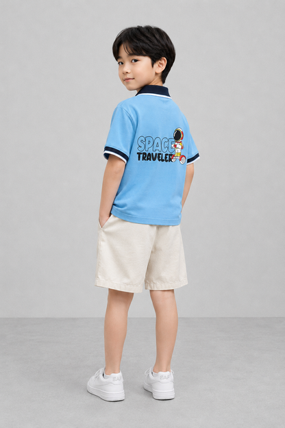 Coolbee Store Kids Boys T-Shirt - Skyblue (KBSS25POL6) – back view