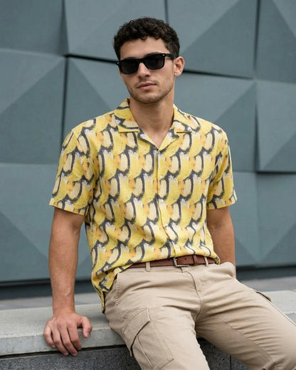 Mellow Yellow Abstract Camp Shirt