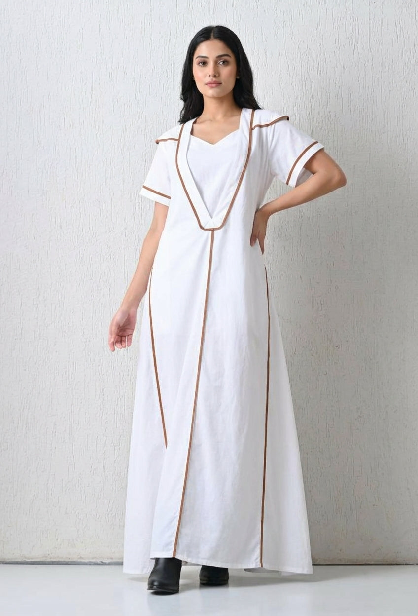 Monochrome Geometric Statement Dress White