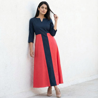 Midnight & Coral Column Dress Red Black