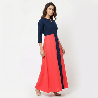 Midnight & Coral Column Dress Red Black