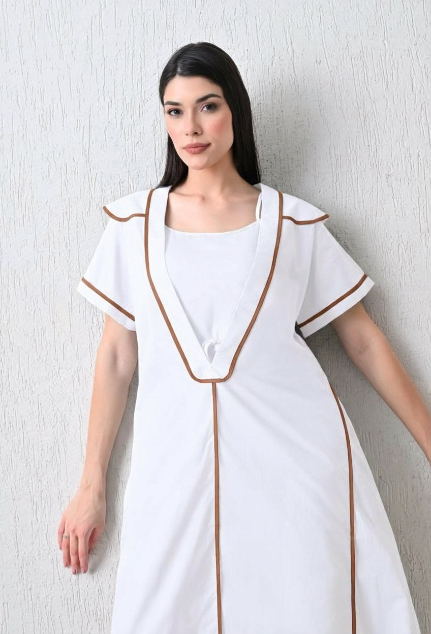 Monochrome Geometric Statement Dress White