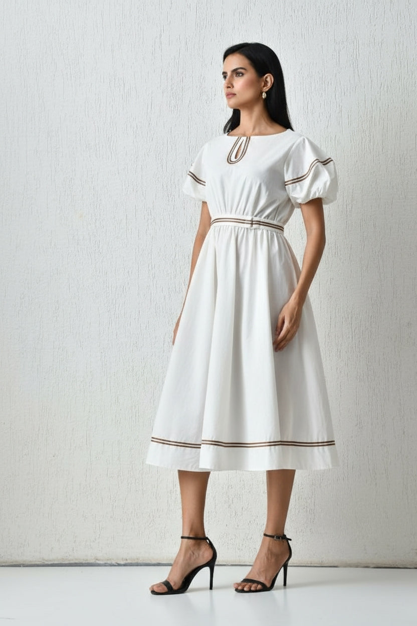 Artisan Contrast Shirtdress White