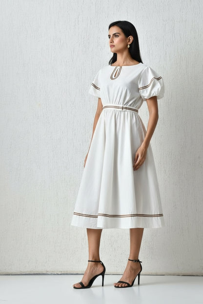 Artisan Contrast Shirtdress White