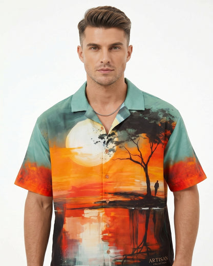 Cool Bee Amber Skies Camp Shirt for Men - Premium Mercerised Cotton Spread Collar Shirt India - Lifestyle View