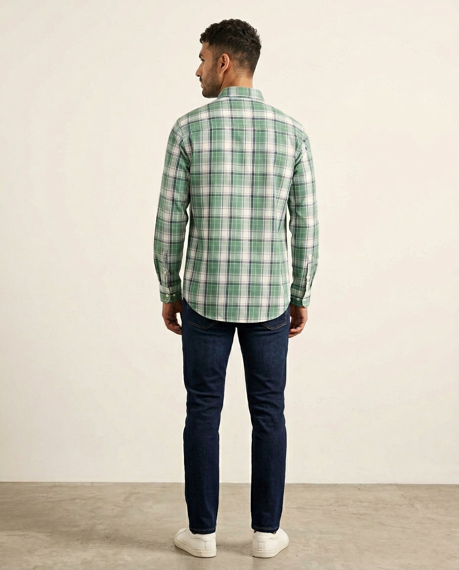 Highland Olive Windowpane  Check Shirt