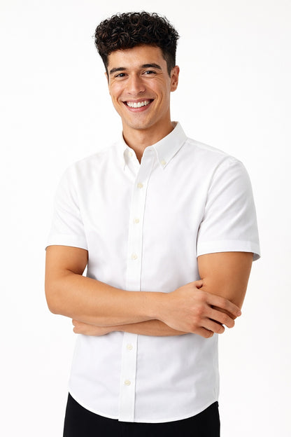 Premium Oxford Casual Half Shirt White