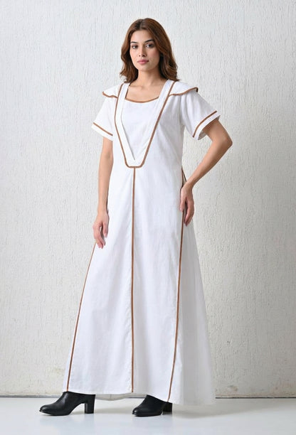 Monochrome Geometric Statement Dress White