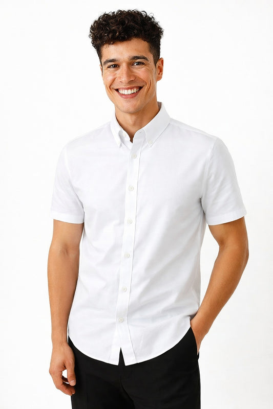 Premium Oxford Casual Half Shirt White